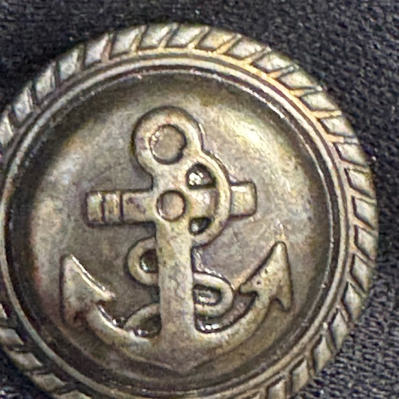 Love J Black Military Anchor Brass Tone Buttons Crop Blazer with Puff Sleeves - Picture 11 of 11